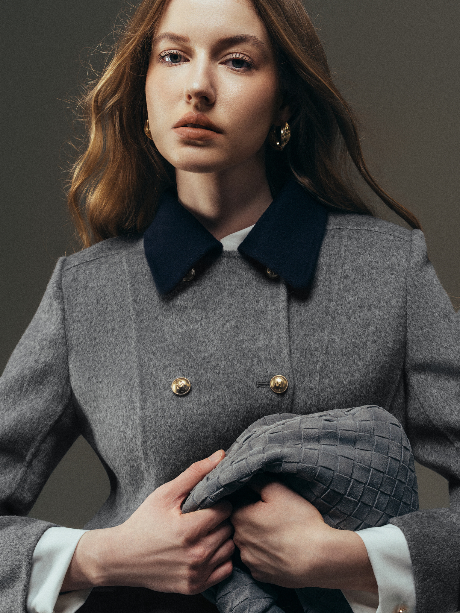 Áo dạ handmade dáng ngắn phối cổ